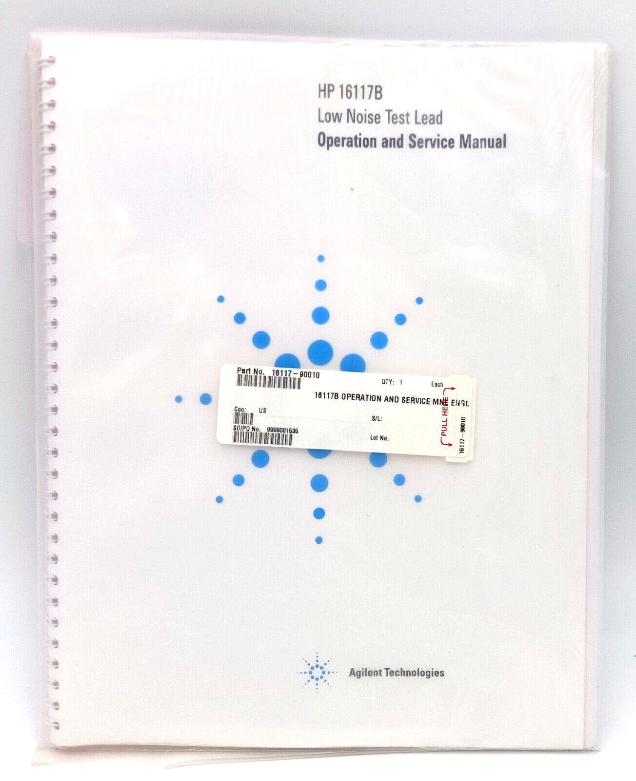 Agilent Technologies HP 16117B Low Noise Test Lead Operation & Service Manual