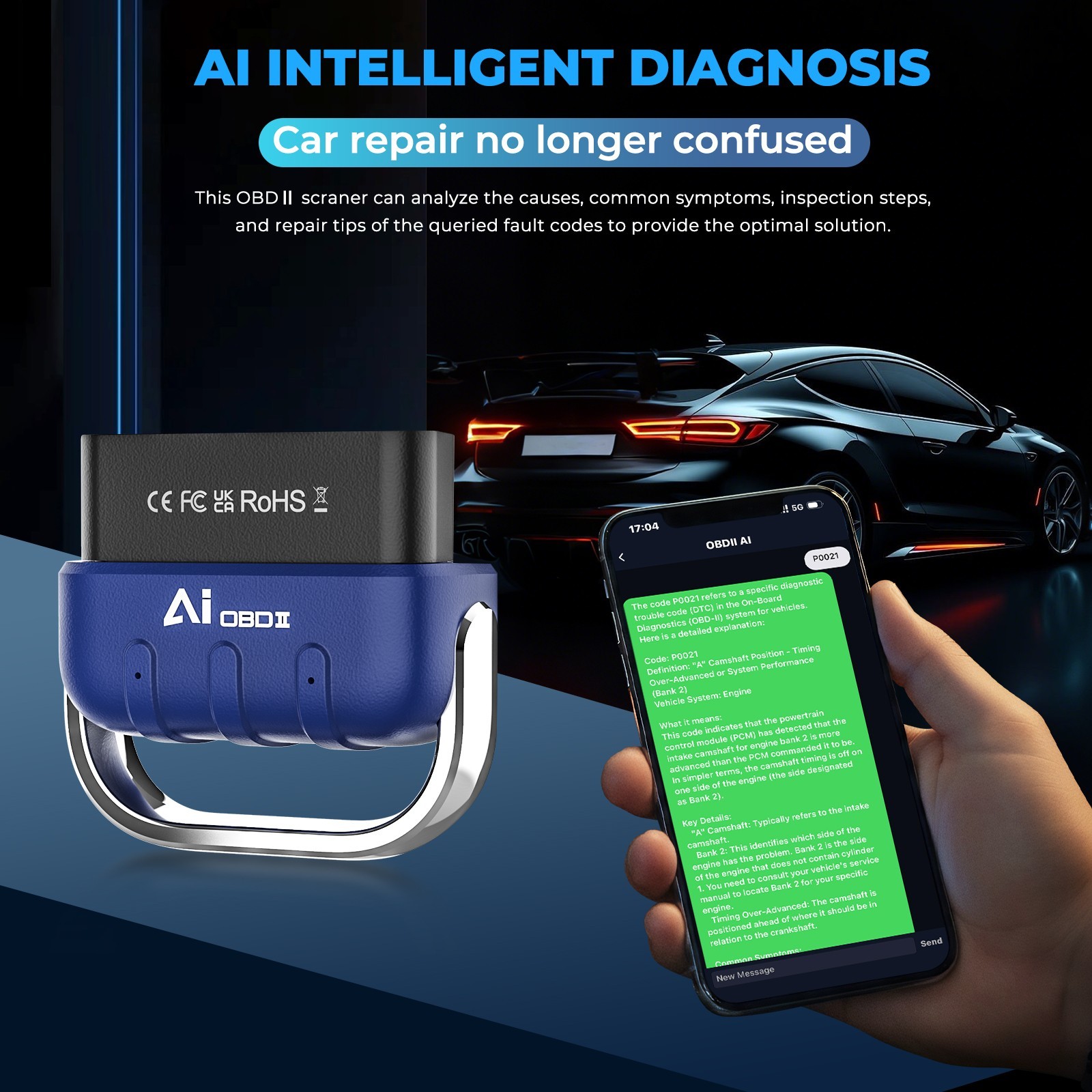 Bluetooth Wireless Car OBDII Scanner Code Reader AI Think OBD2 Diagnostic Tool