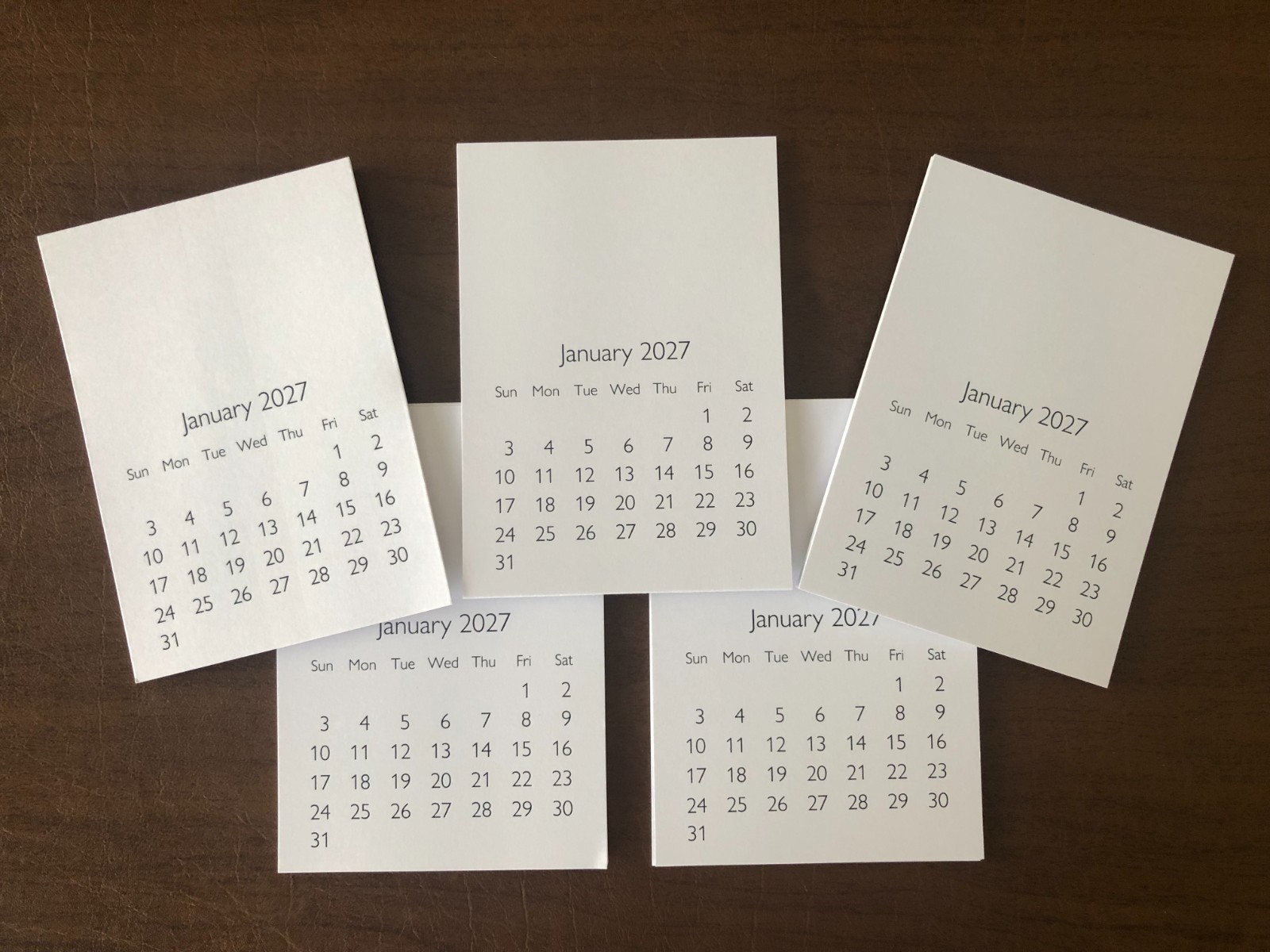 2027 Blank Mini Calendar 3.5" x 5" (R LOT of 5) DECORATE, STAMP, DIY, SCRAPBOOK
