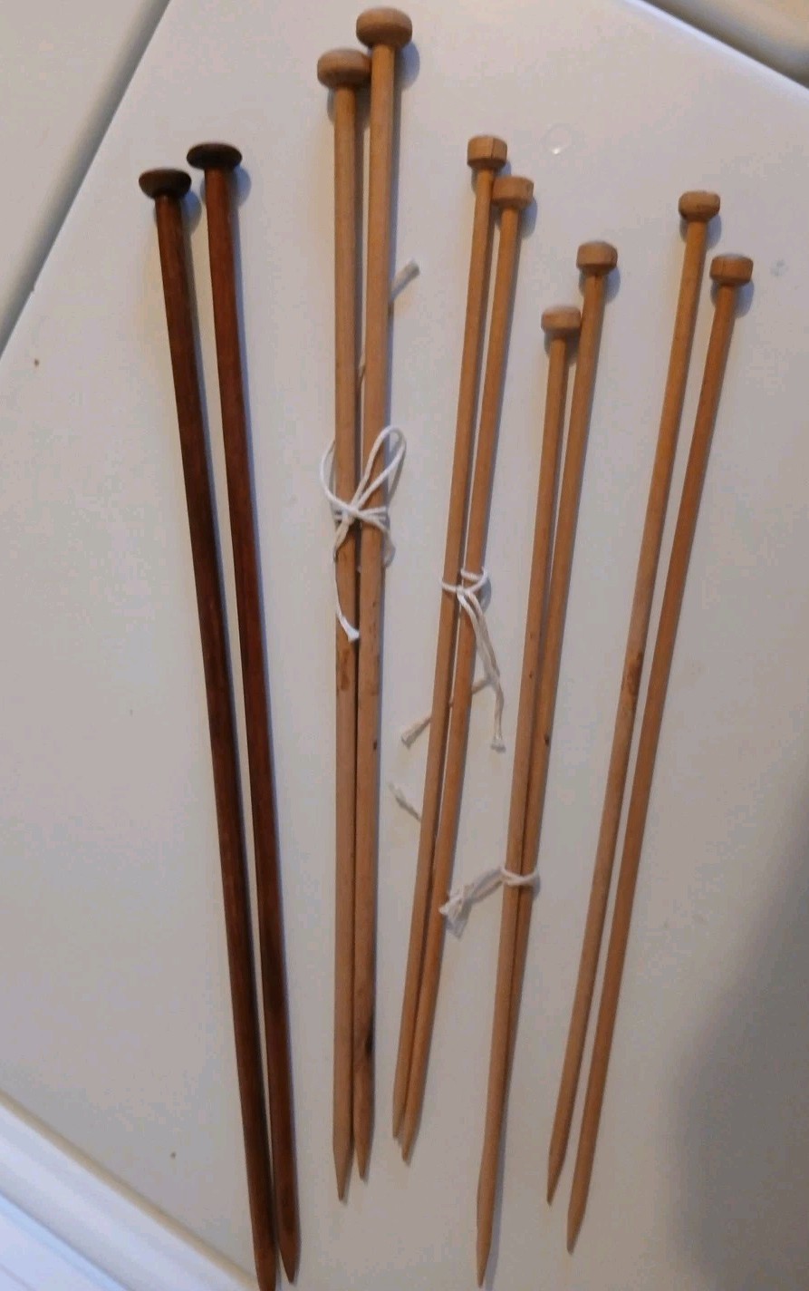 Knitting Needles Vintage WOOD  lot of 6 pairs