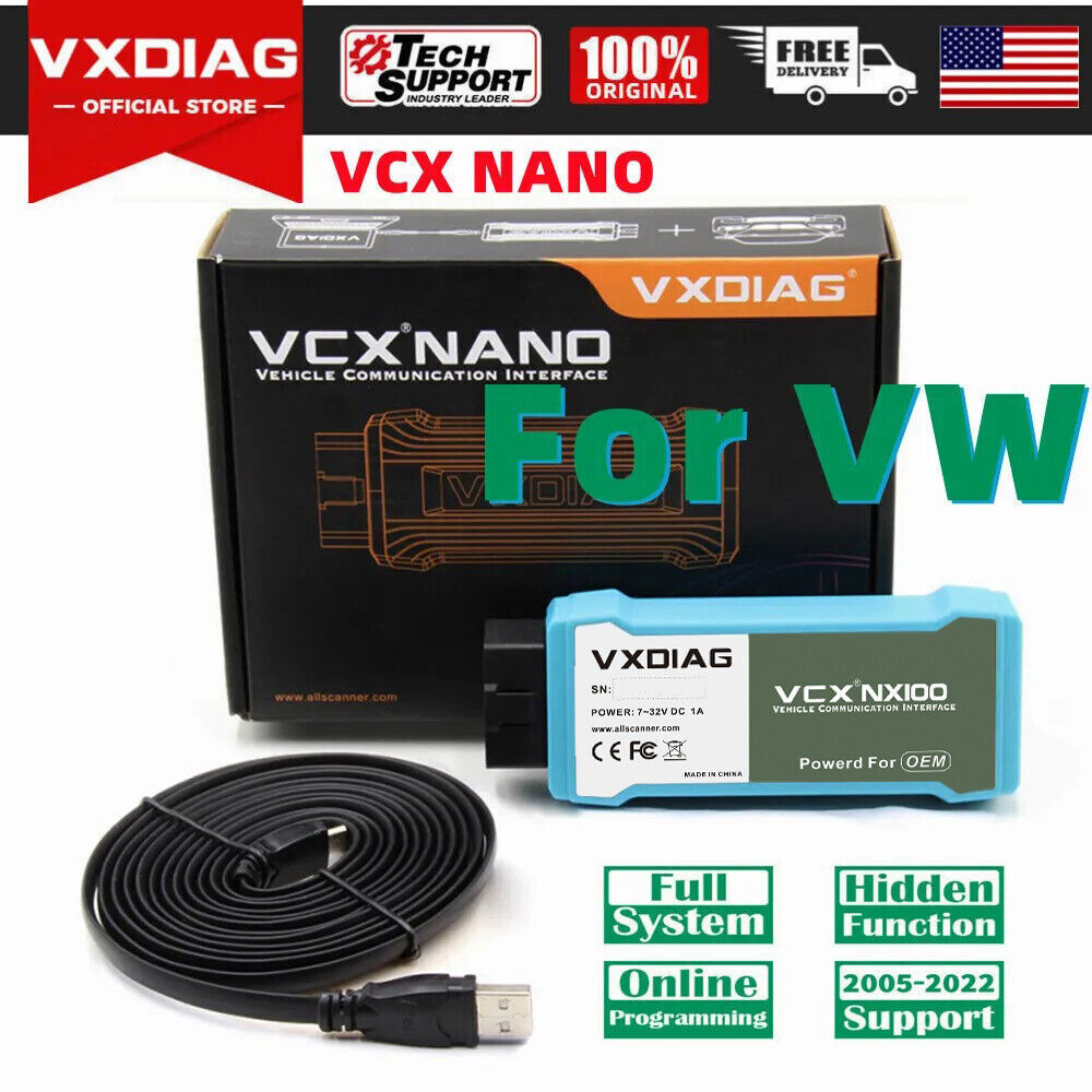 VXDIAG NANO NX100 For VW/Audi Auto OBD2 All System Diagnostic Tool J2534 Scanner