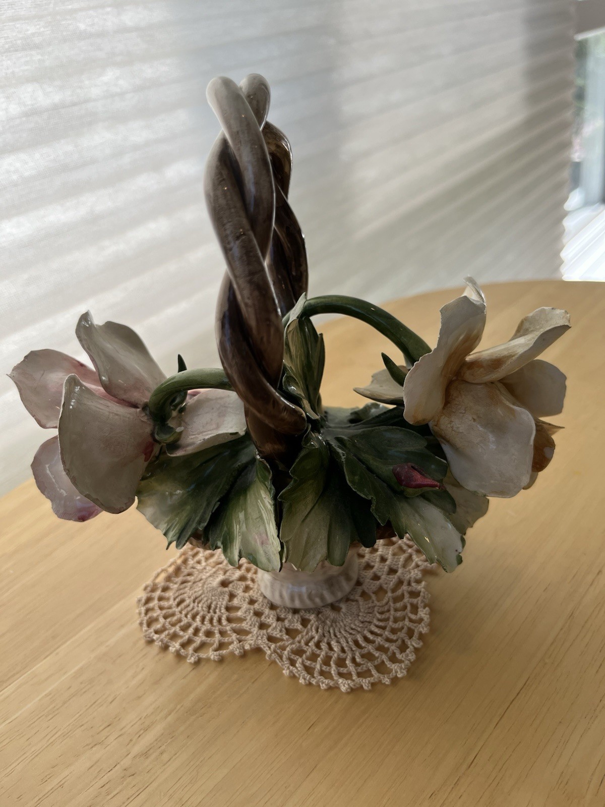Vintage Capodimonte Floral Basket
