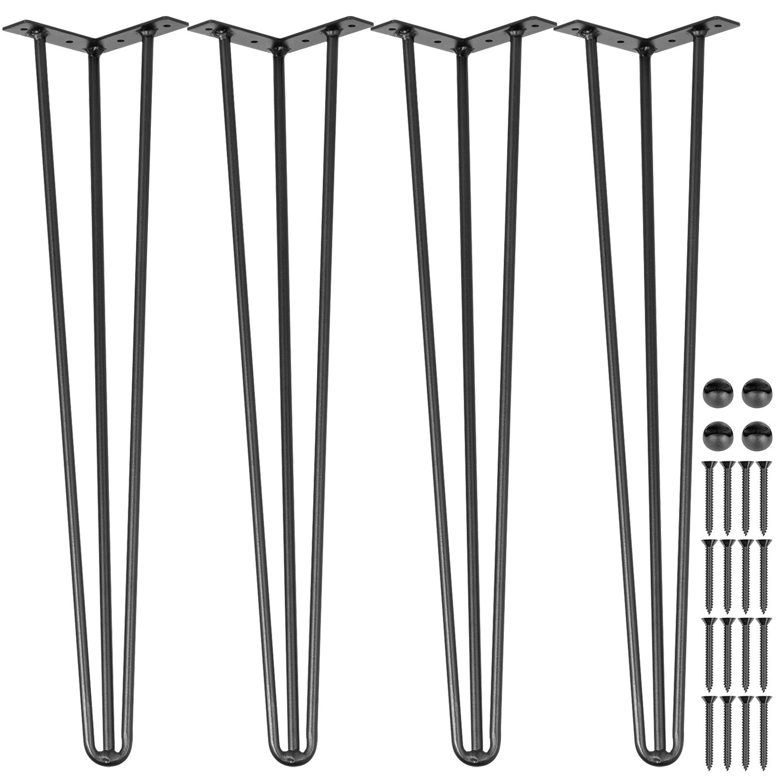 Uimoso 16" Hairpin Furniture Legs DIY Desk Table Legs 3 Rods Heavy Duty Set of 4