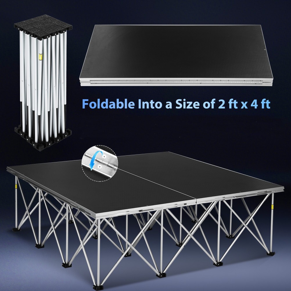 4' x 4' Foldable Stage Portable Stage Platform with16"Folding Riser Legs 1540LBS