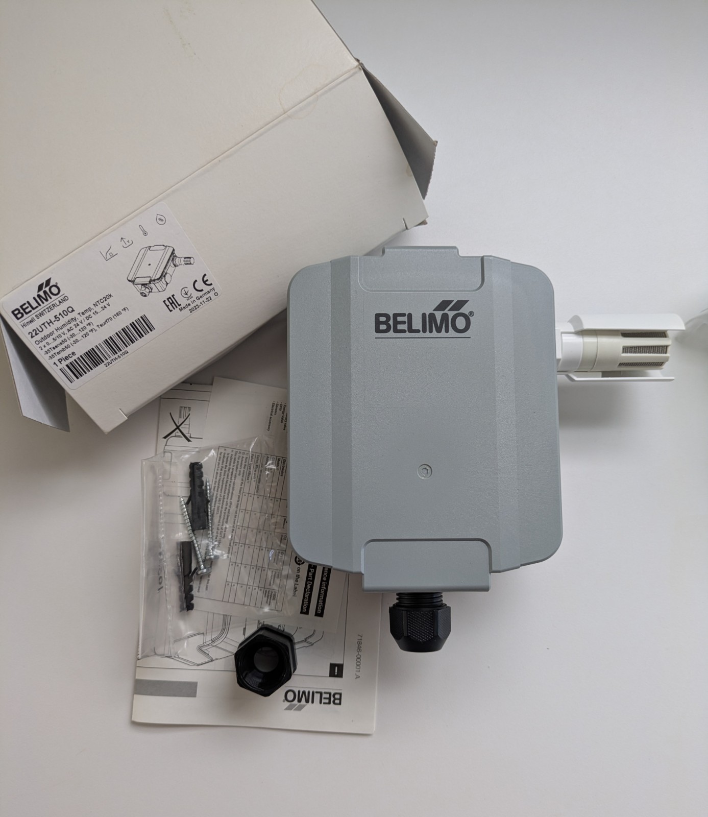 Belimo 22UTH-510Q Outdoor Temperature Humidity Sensor 24V NTC20K New Open Box