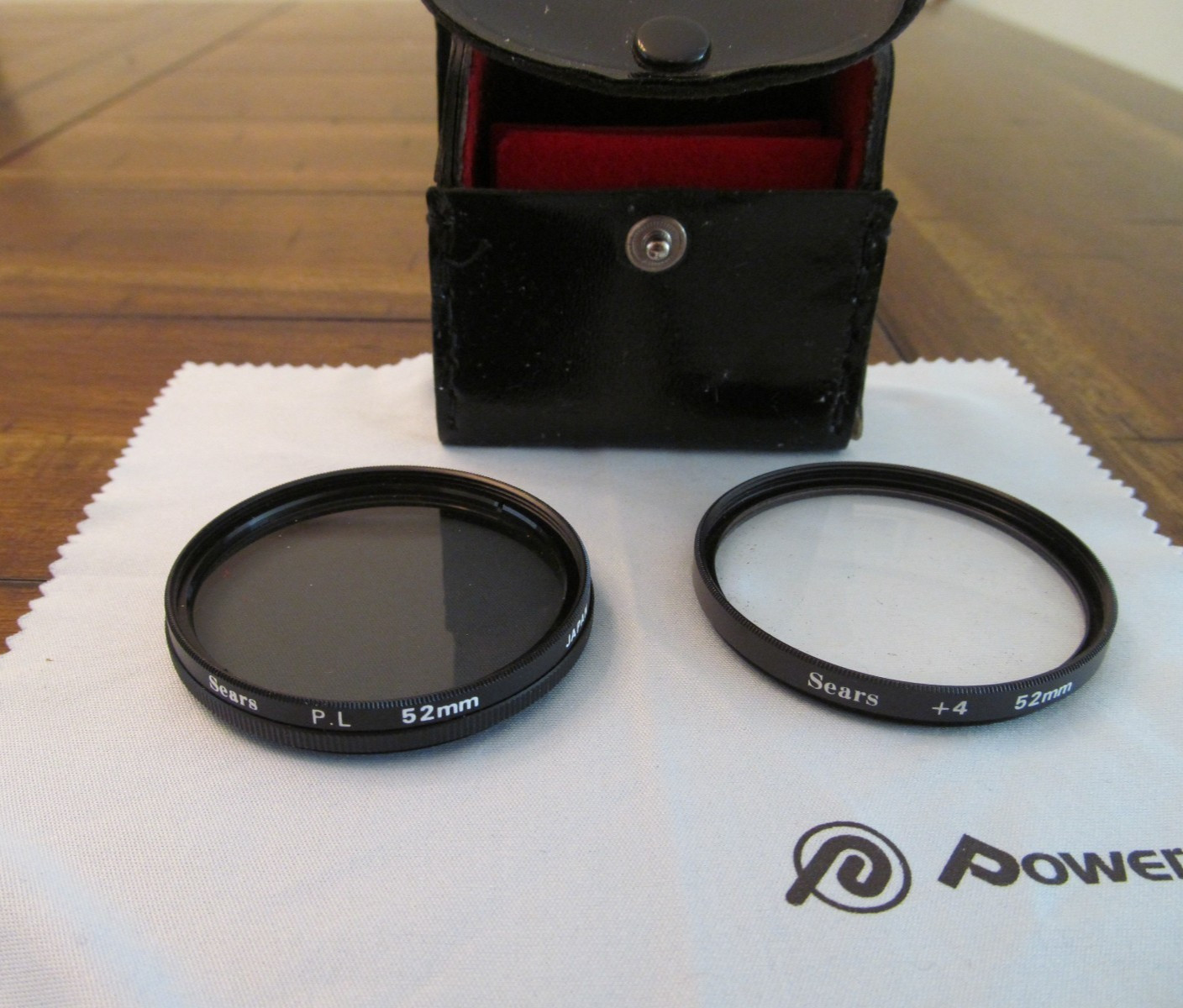 Camera Filter Lens 52mm Sears  PL Polarizer and +4 with Case and Instructions
