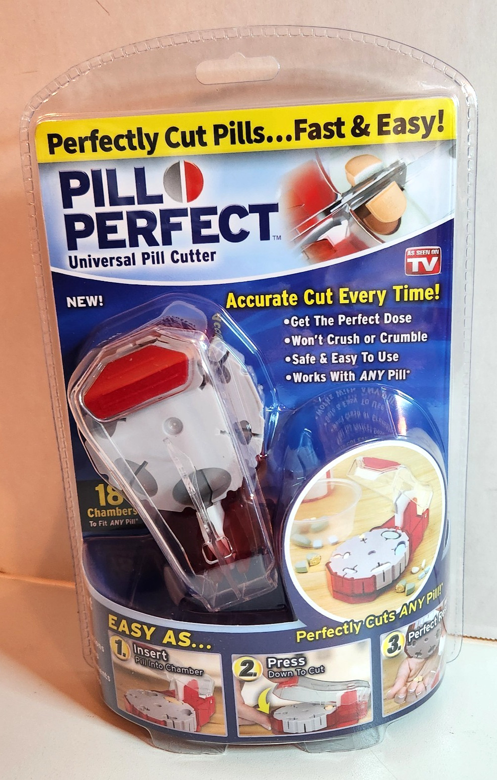 PILL PERFECT Universal Pill Cutter ~ Accurate Cut Every Time ~ As Seen On TV