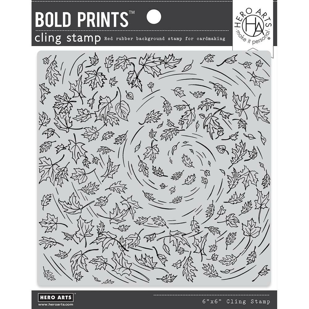 Hero Arts "LEAVES IN THE WIND" Background Cling Bold Prints Stamp 6"x6" 2021
