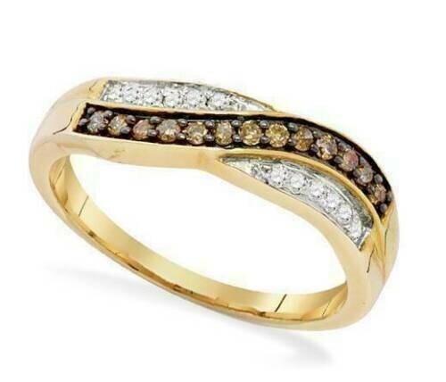 Lab-Created 2.10 Ct Round Cut White Diamond Wedding Ring 14K Yellow Gold Over