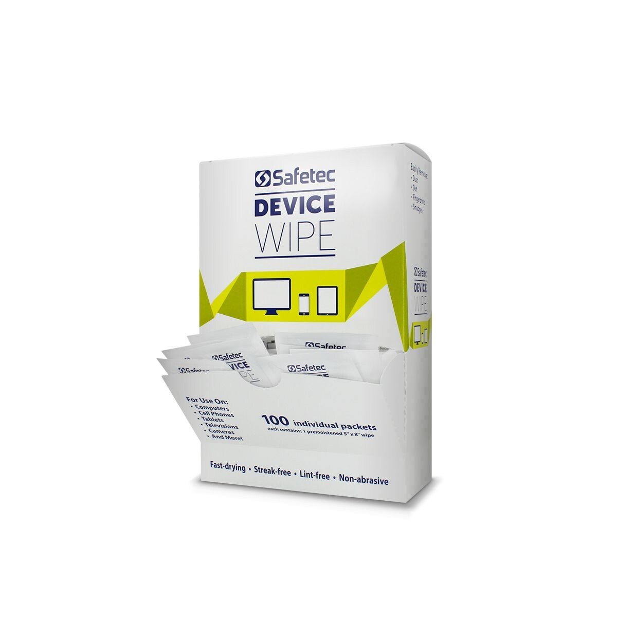 Safetec Device Cleaning Wipes 100 Pack Quickly Clean Touchscreen Devices 37006