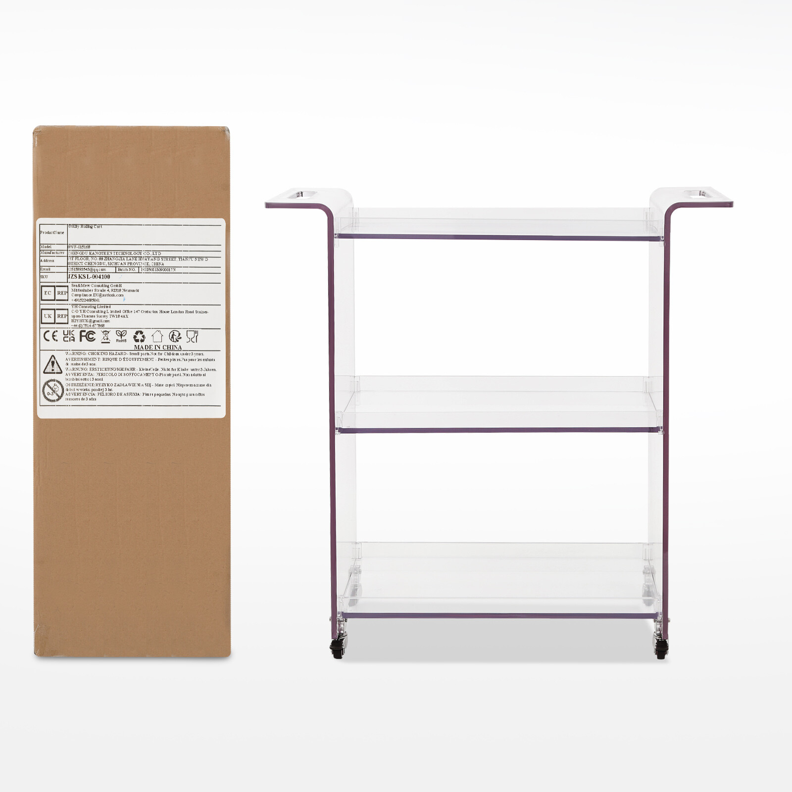 Mobile PC Rolling Cart,PC Cart with Wheels, Rolling Serving Cart