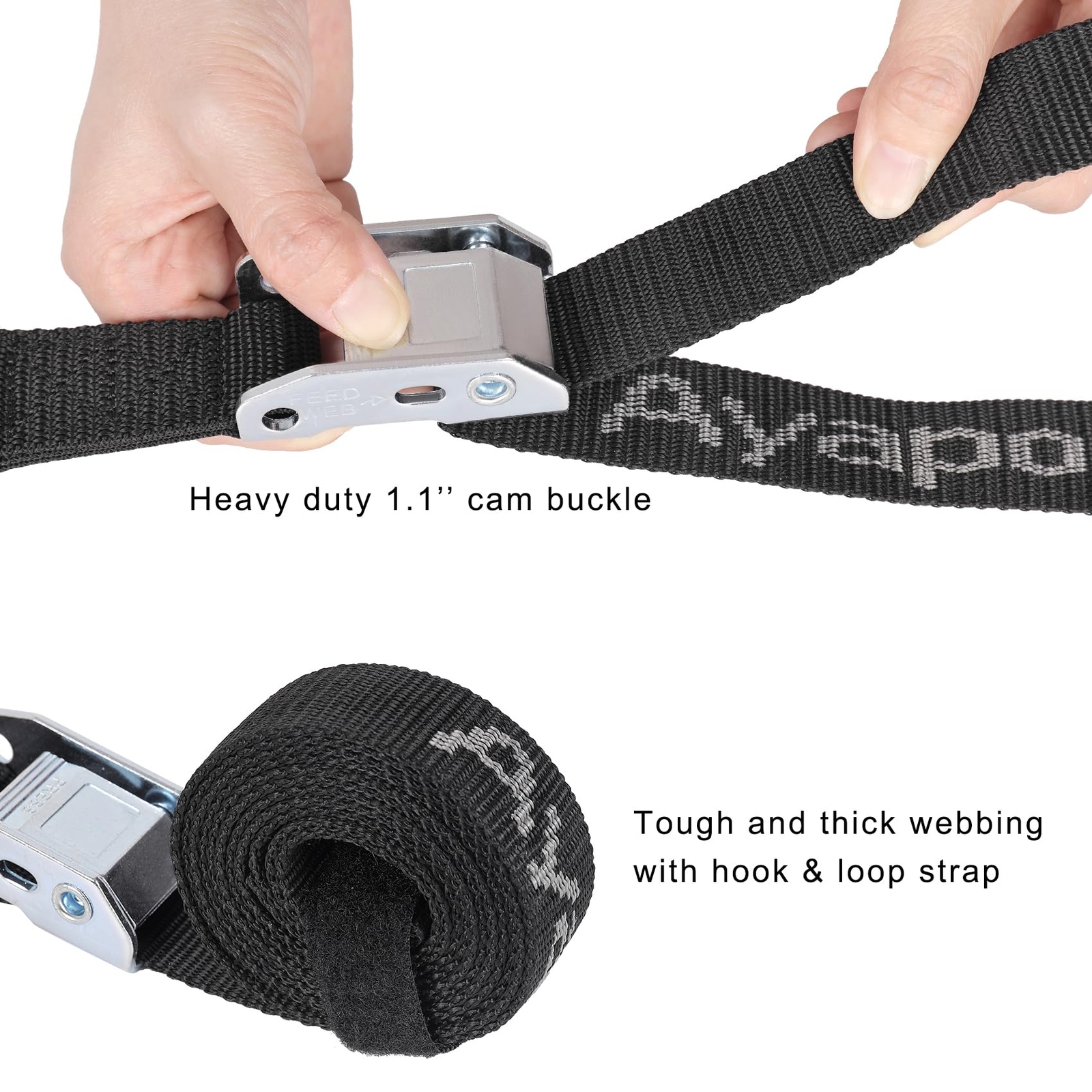 Motorcycle Tie down Straps 1.1" X 7’ (With Swivel Carabiner Hooks) Cam Buckle T