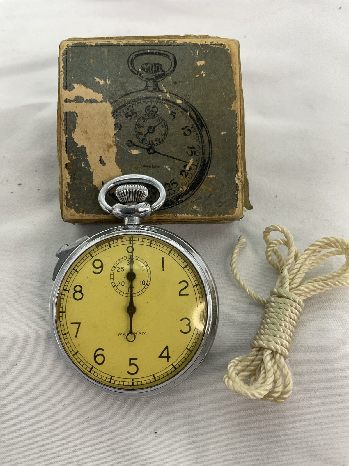 VTG VINTAGE WALTHAM SILVER TONE STOP WATCH WORKING