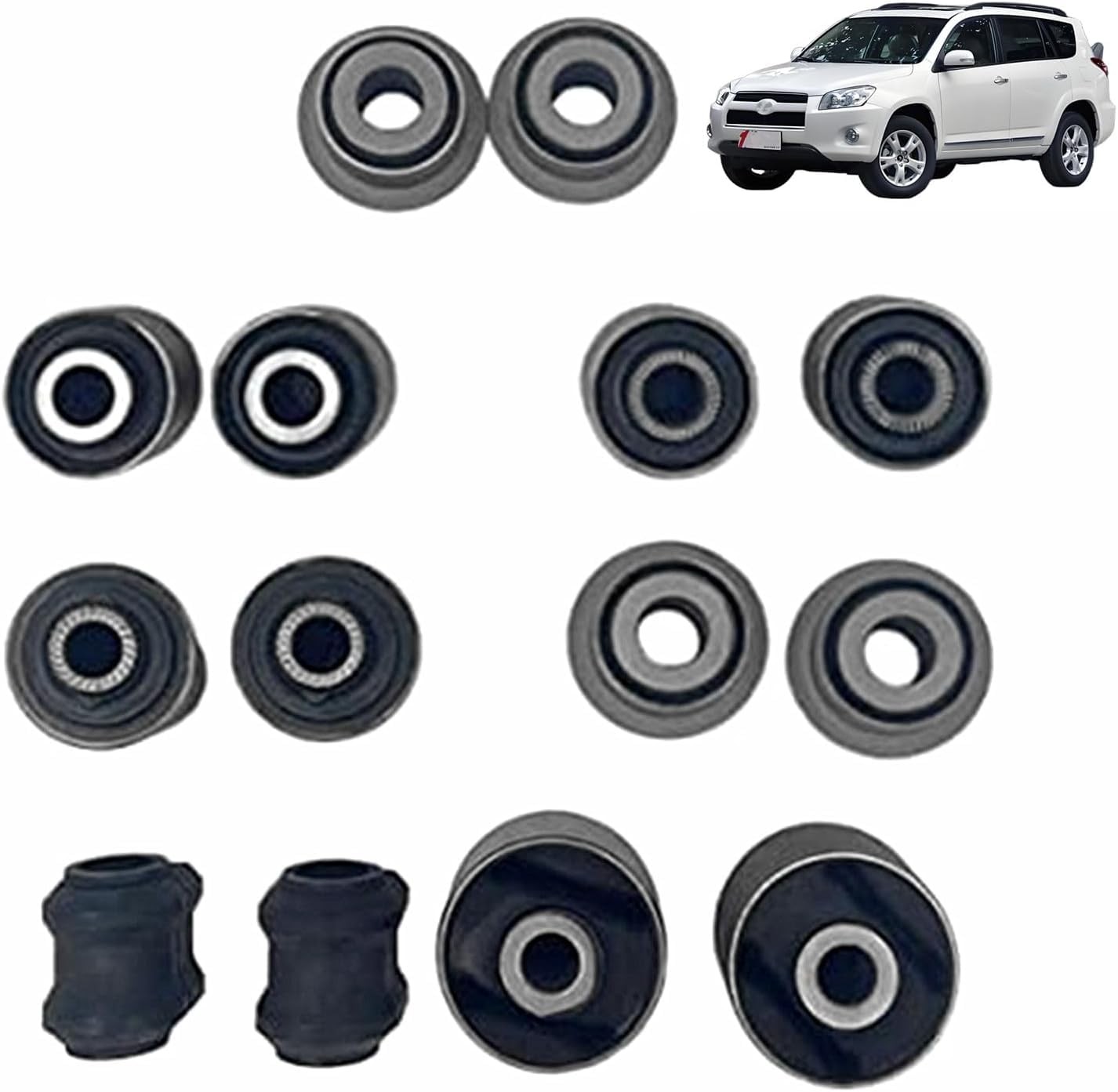 14 Pcs Rear Upper and Lower Suspension Trailing Control Arm Bushings Left and Ri