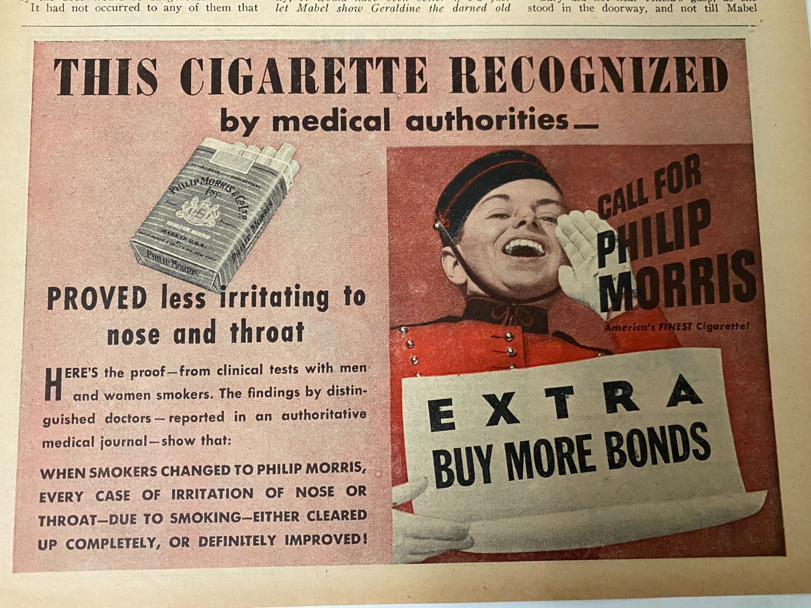 Philip Morris Cigarettes, Half Page Vintage Print Ad, aa