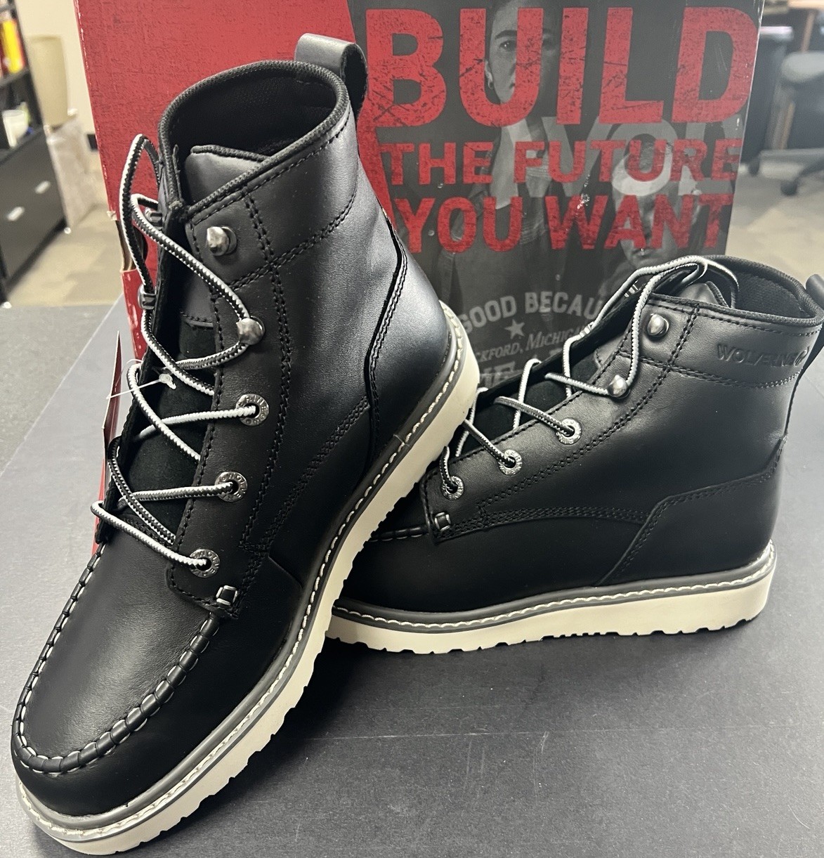 NEW - Wolverine Trade Wedge UL 6” Soft Toe Work Boots - Black - Mens Size 8.5