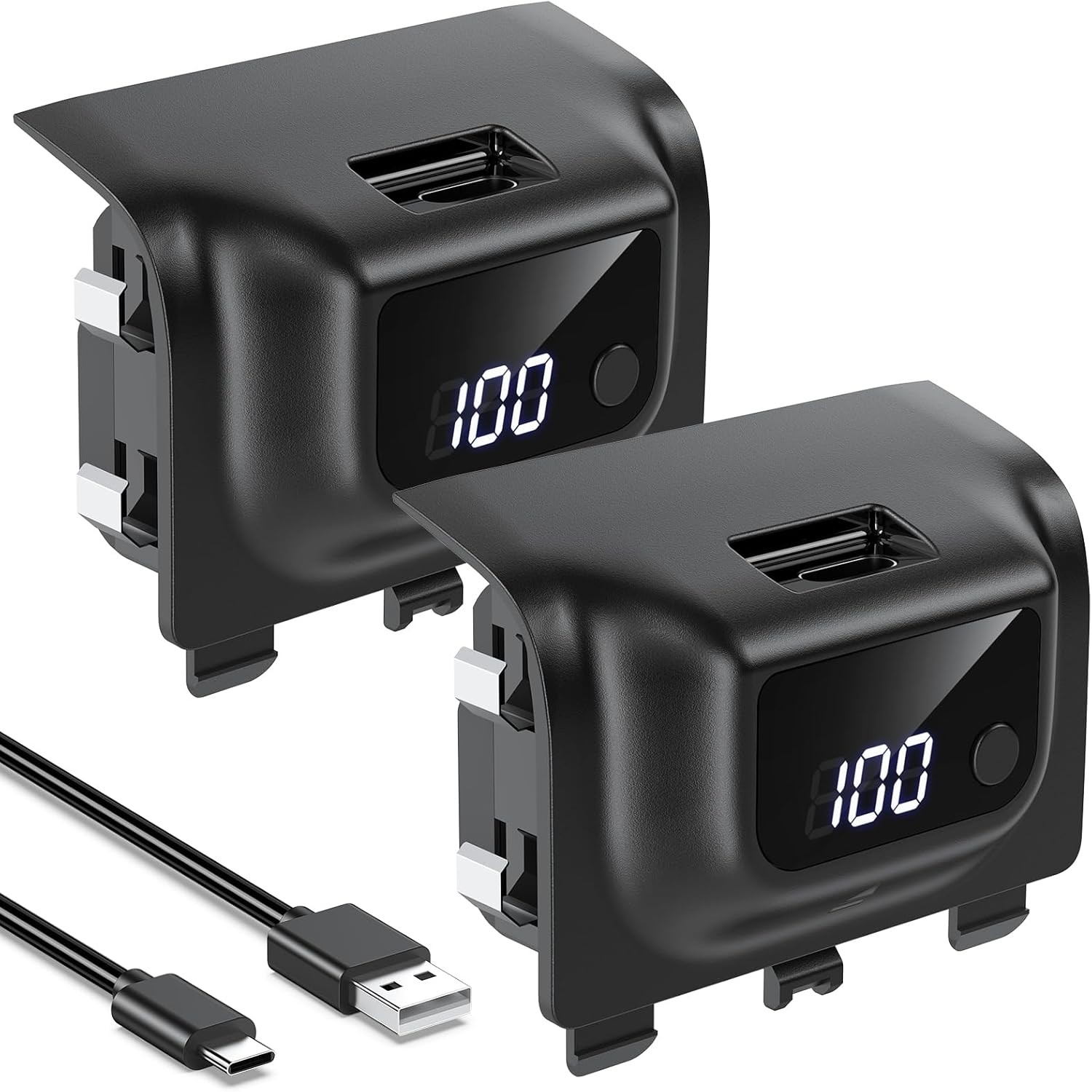 YUANHOT Rechargeable Battery Pack for Xbox Series X/S, LED Display 2 Black