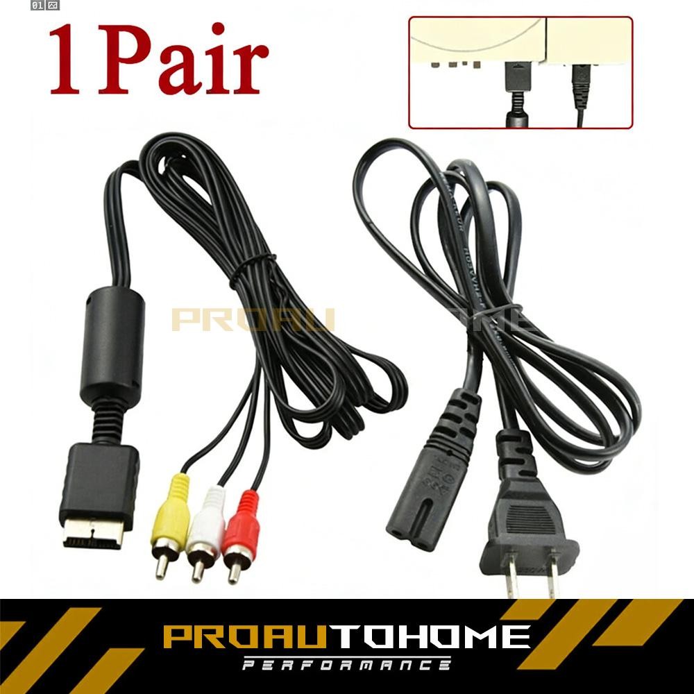 AC Cable Power Supply Adapter Cord+Audio AV RCA For Sony Playstation 1/2 PS2 FAT
