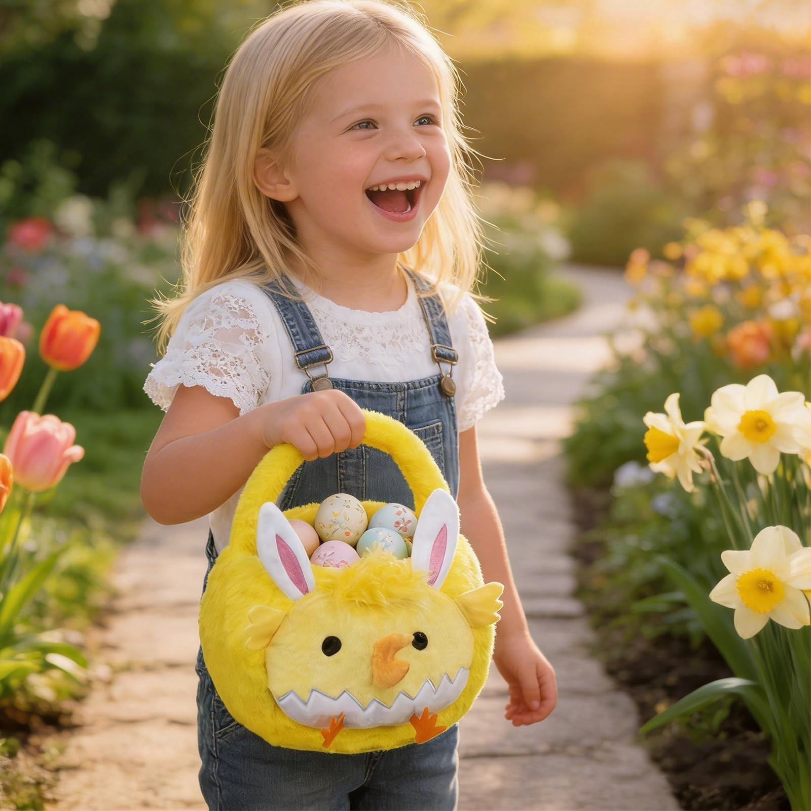 ZRPSIZP 2026 Upgraded Plush Baskets EasterBasket, Easter Egg Hunt Buckets, Ea...
