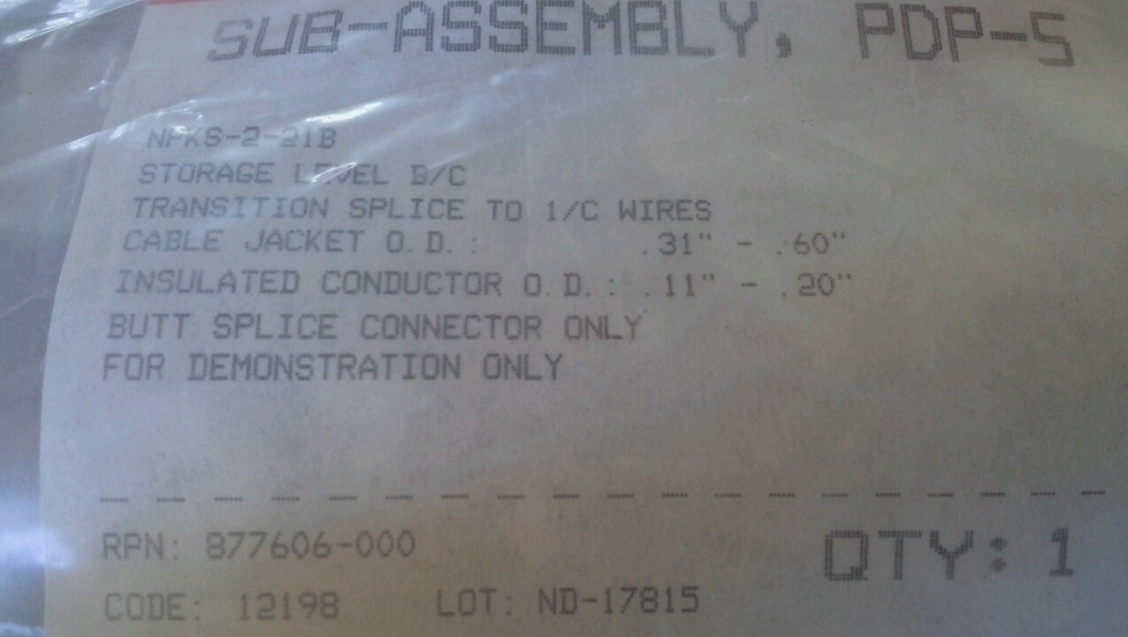 RAYCHEM TRANSITION SPLICE KIT sealed factory bag PDP-5-NPKS-2-21B FOR TRAINING