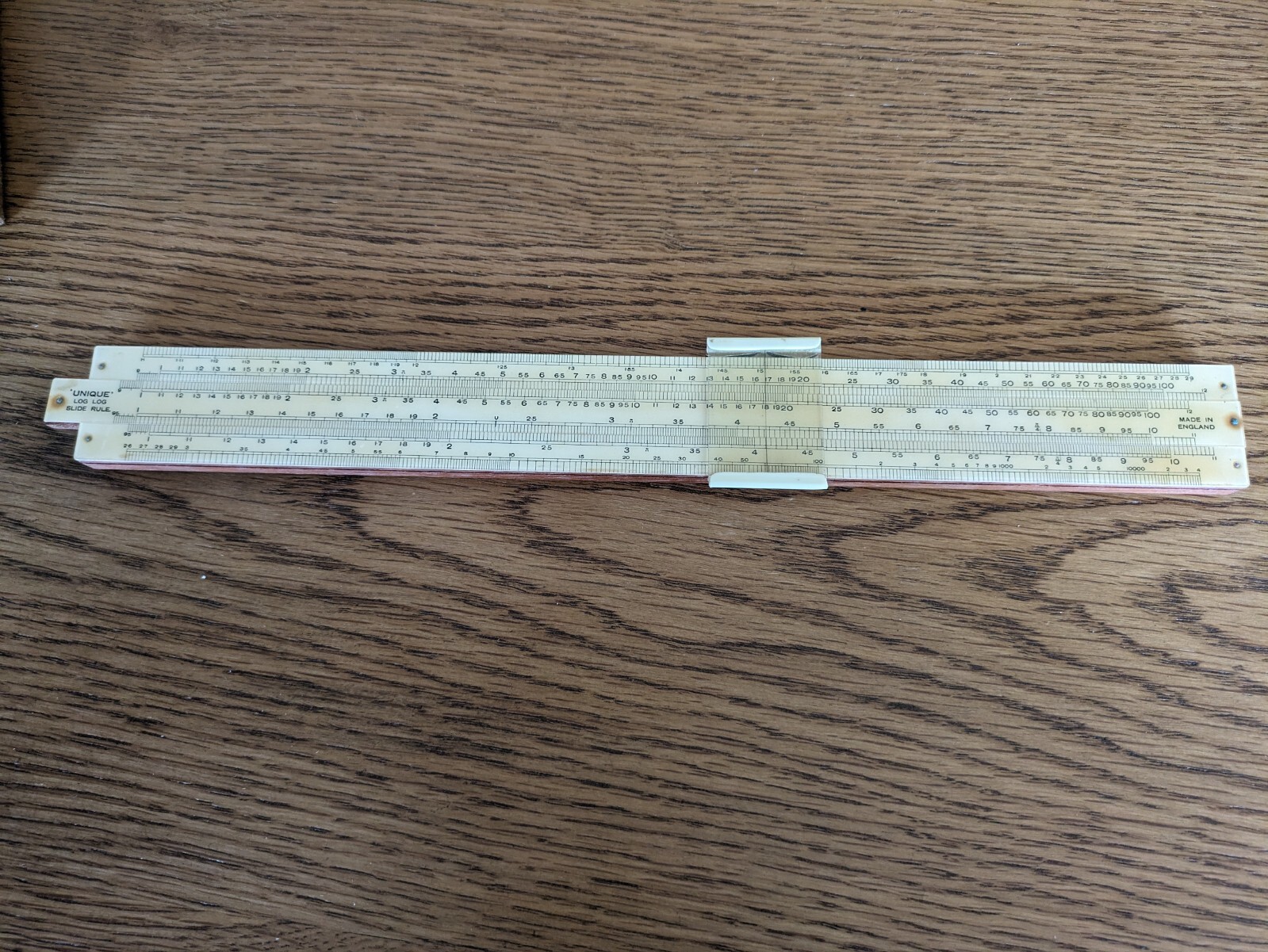 Vintage THE UNIQUE SLIDE RULE with Original Box