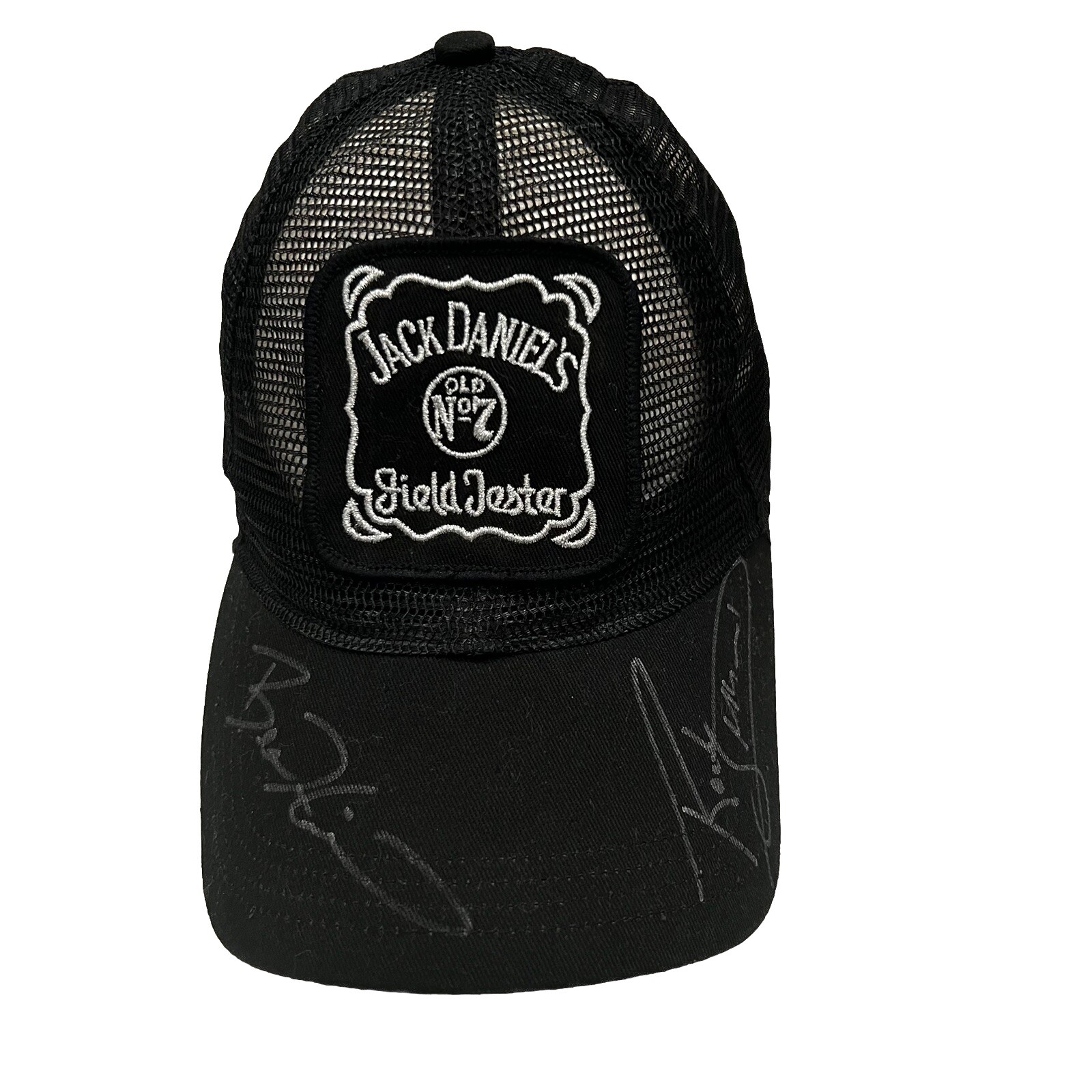 Jack Daniels Old No.7 Field tester Trucker Hat Cap Black Signed by two testers