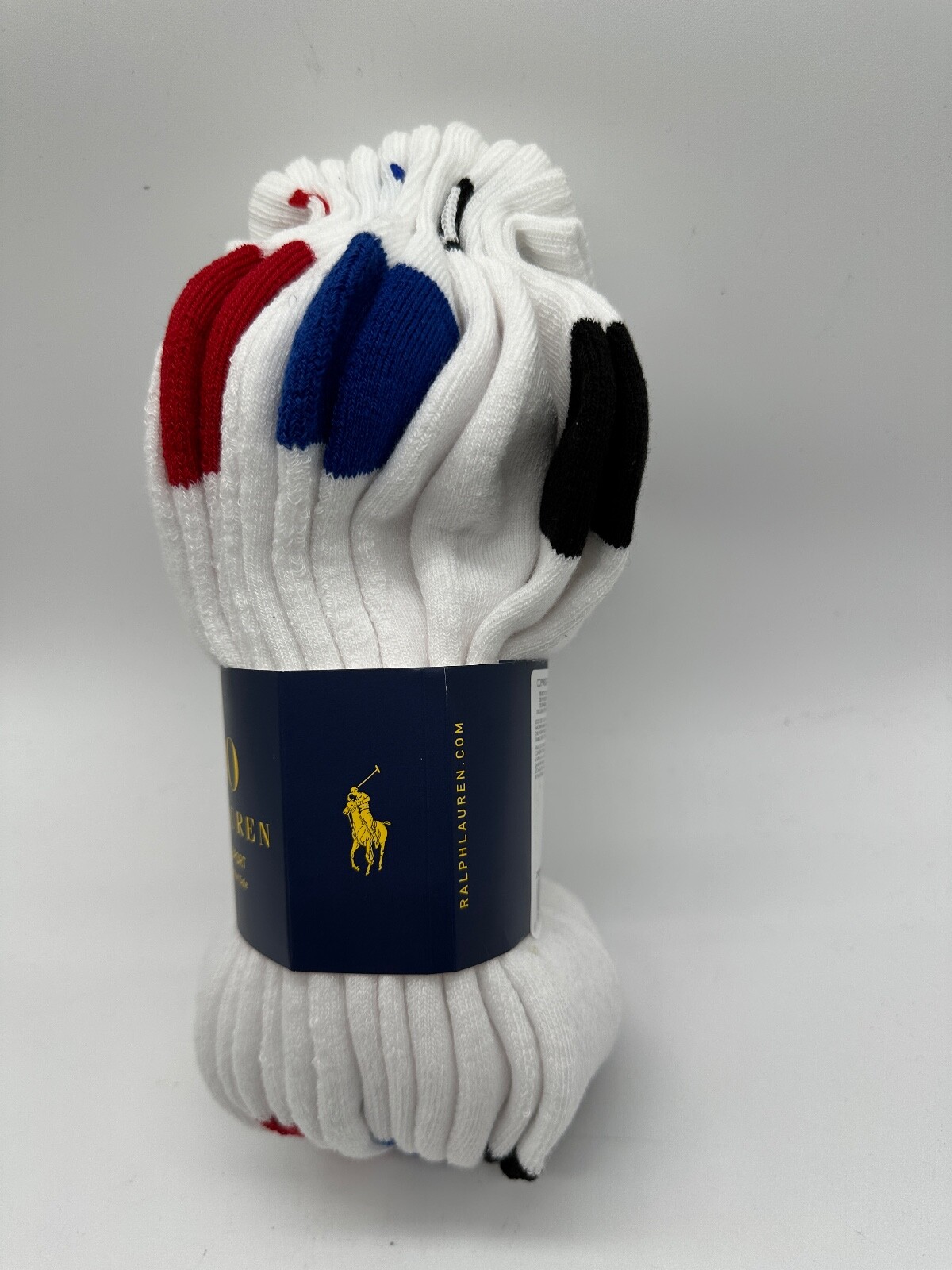 NEW 6 PAIRS MENS POLO RALPH LAUREN ANKLE CUT SOCKS CLASSIC SPORT 10-13 BLK/ WH