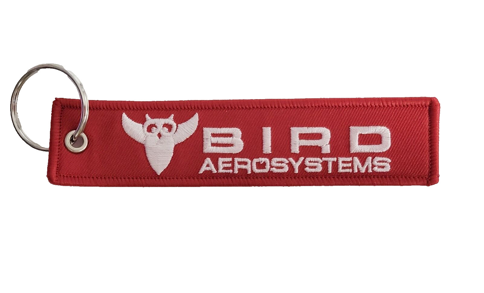 Bird Aerosystems Red Flight Tag Keychain Military Embroidered
