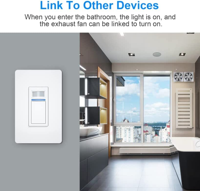 Smart Wi-Fi Motion Sensor Light Switch PIR Occupancy Work with Alexa Google Home