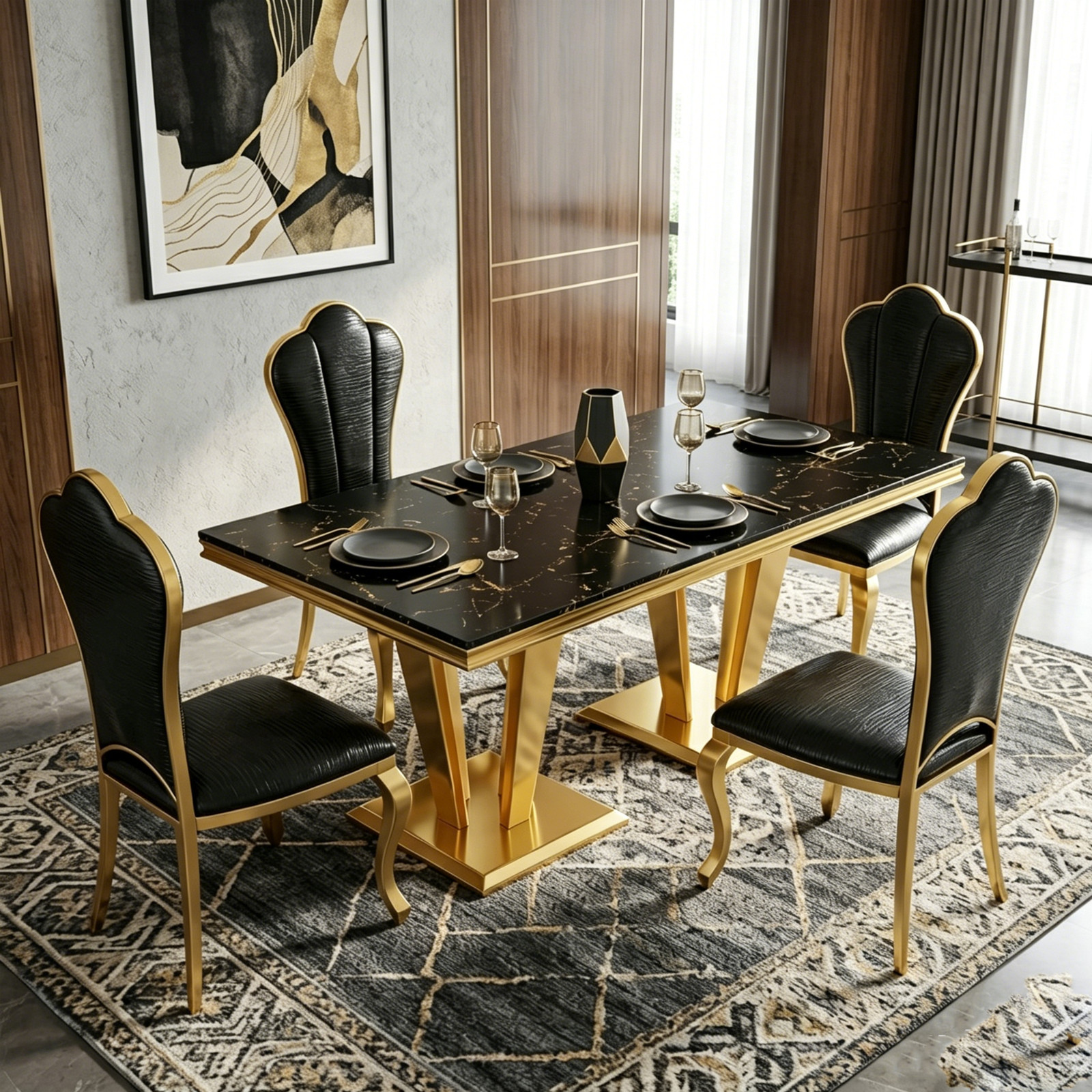 Dining Table Set for 4 with Upholstered Chairs Luxury Kitchen Table Chairs Set