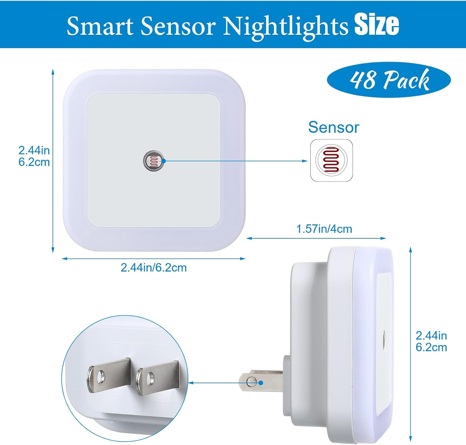 48 Pack LED Night Lights Plug into Wall Smart Sensor Sensor Automatic Night Lamp