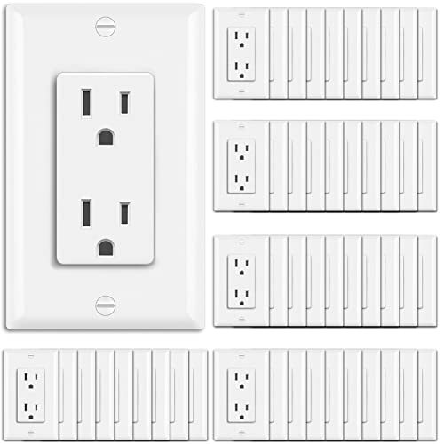 BESTTEN 15 Amp Decorator Wall Outlet, Non-Tamper-Resistant Receptacle, Wallplate