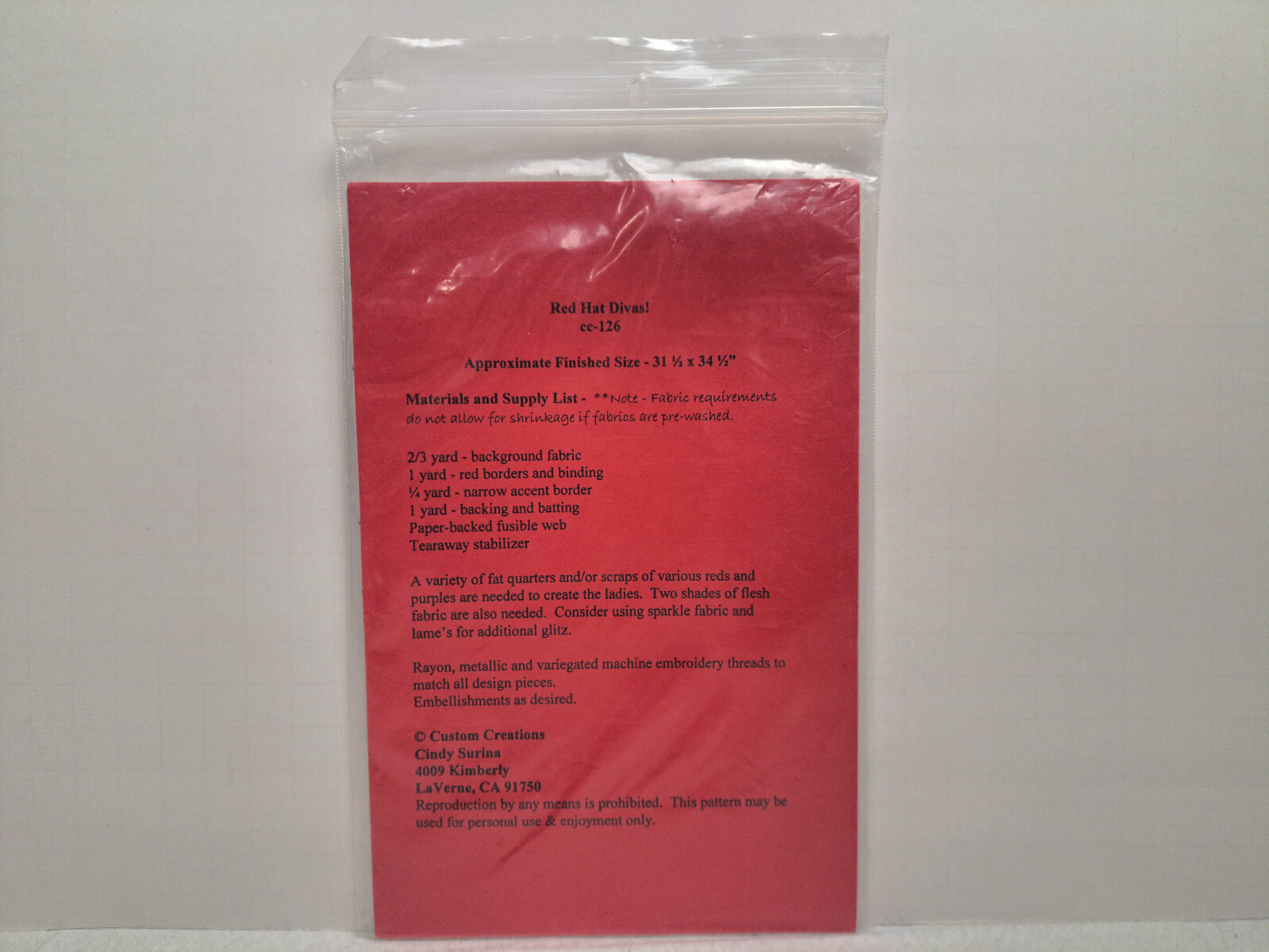 Custom Creations Quilt Pattern - Red Hot Divas! (31.5" x 34.5") #CC-126