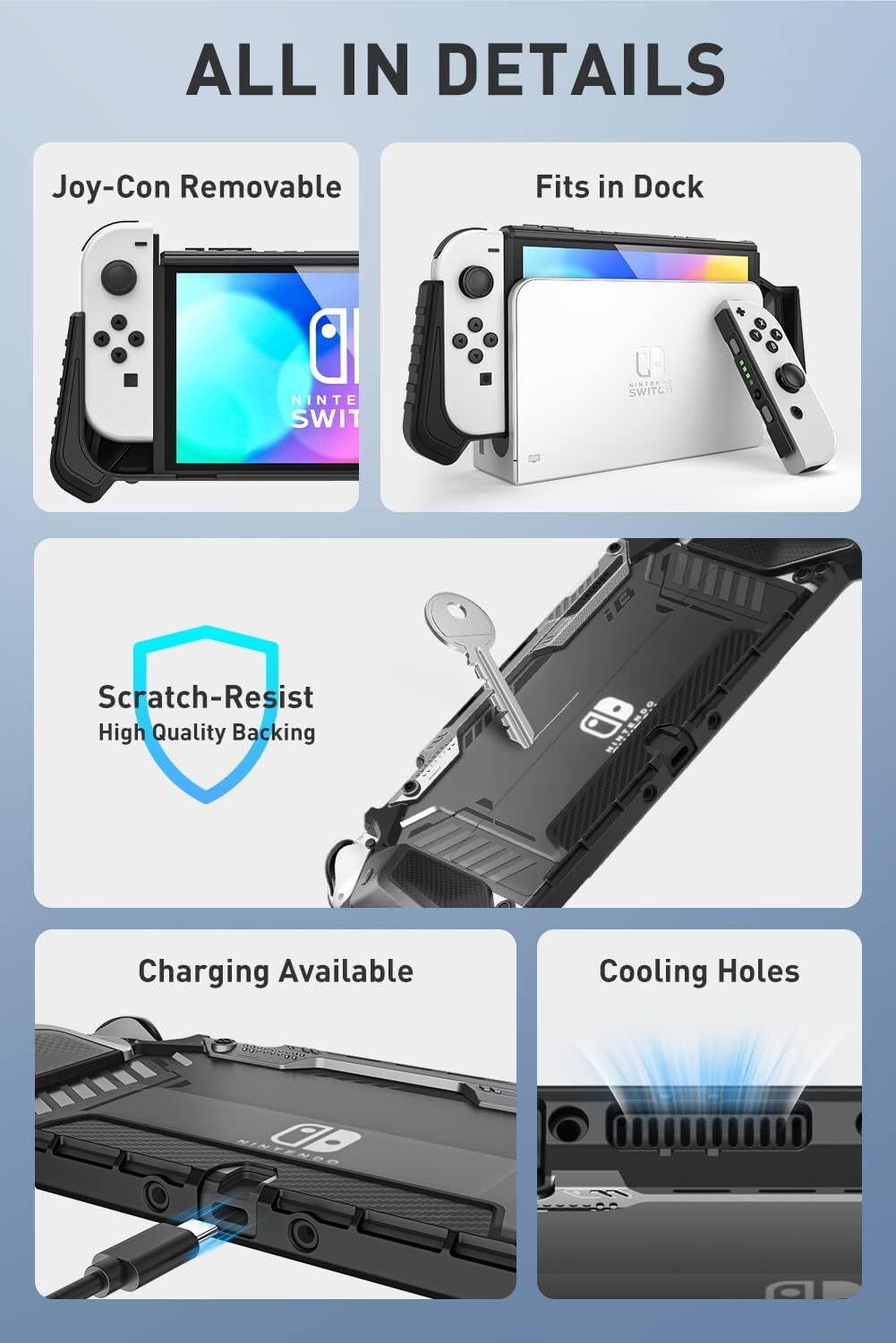 i-Blason Armorbox for NintendoSwitch OLED Case Dockable Back Cover Easy Snap-on