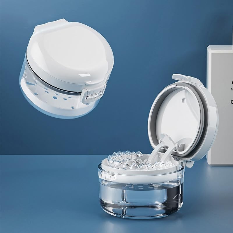 1 Pcs Automatic Rising Denture Bath Box Cup Complete Clean Care for White