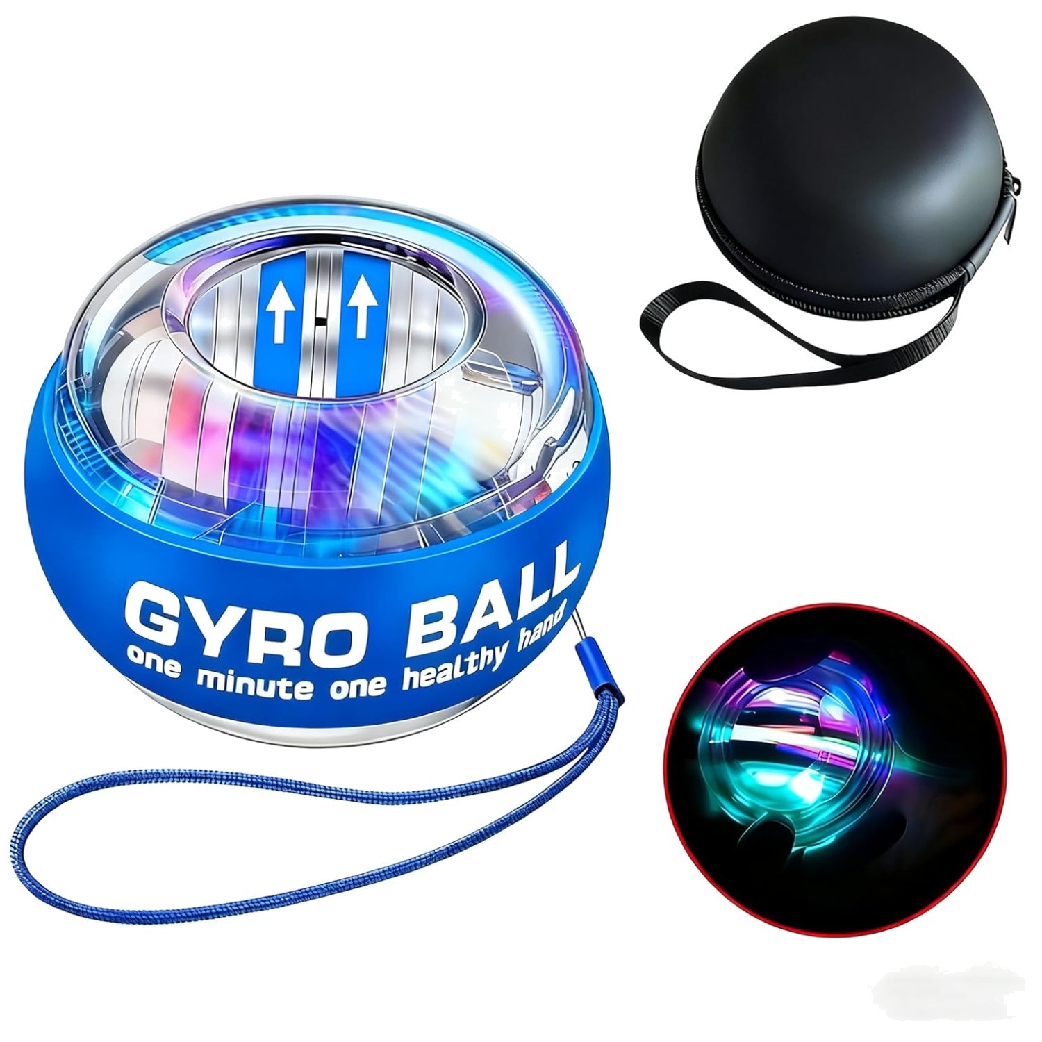 Auto-Start Power Gyro Ball with LED Lights - Build Wrist Strength Effortlessly