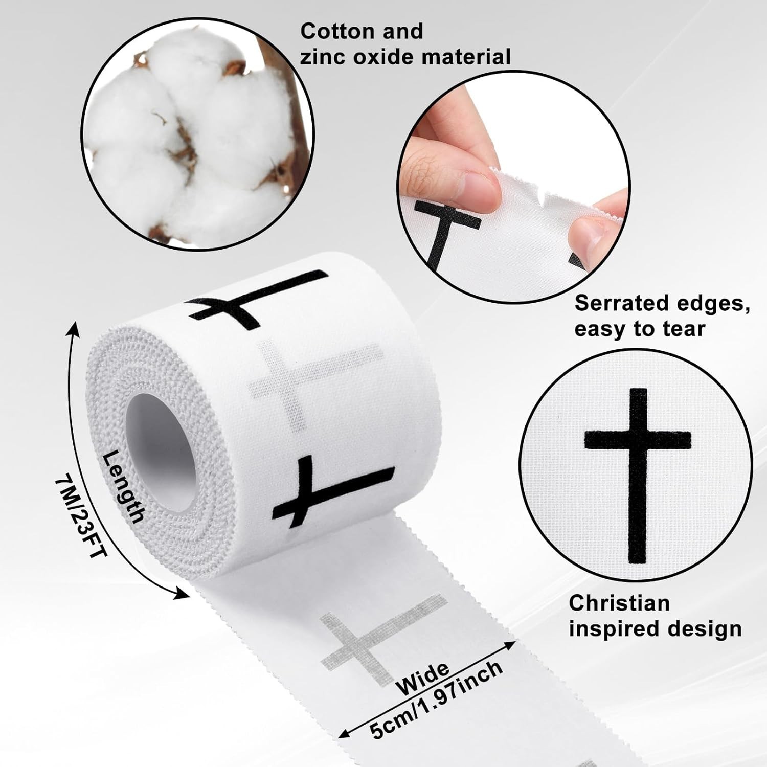 2 Pcs Christian Cross Athletic Tape Sports Tape Christian Easter Gift 2in x 2...