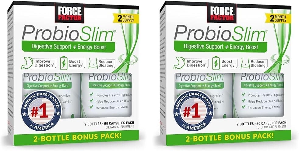 Force Factor ProbioSlim Probiotic Supplement Constipation, Gut Health - 240 Caps