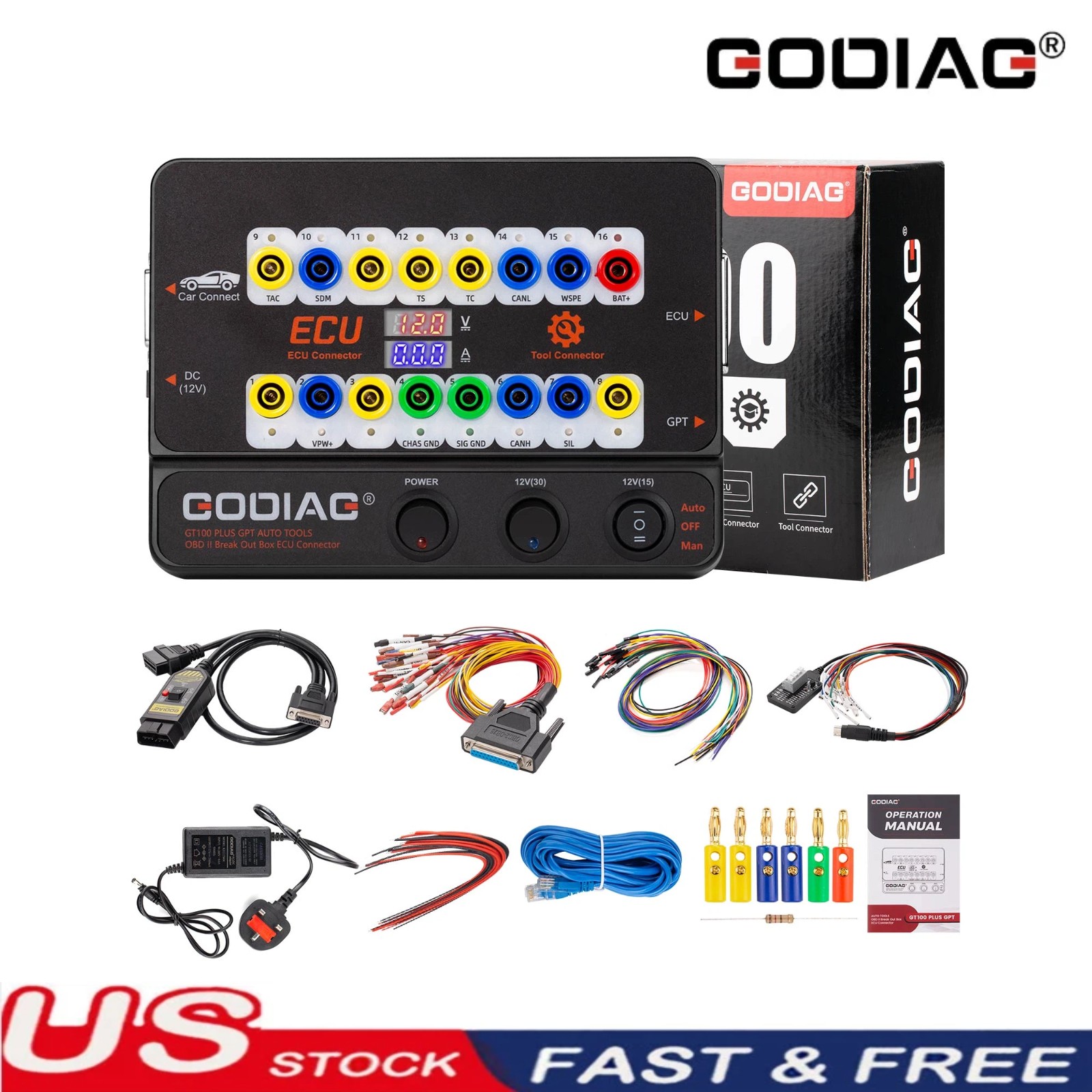 GODIAG GT100 PLUS GPT ENET DOIP AUTO TOOLS OBD2 Break Out Box E-CU Connector US