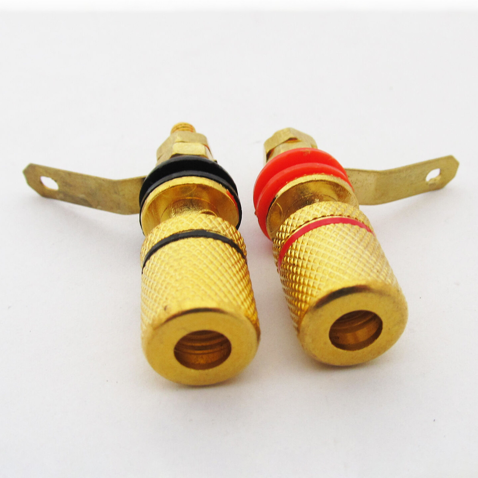 2x Gold Binding Post 4mm Banana Jack Amplifier Speaker Terminal Alloy Connector