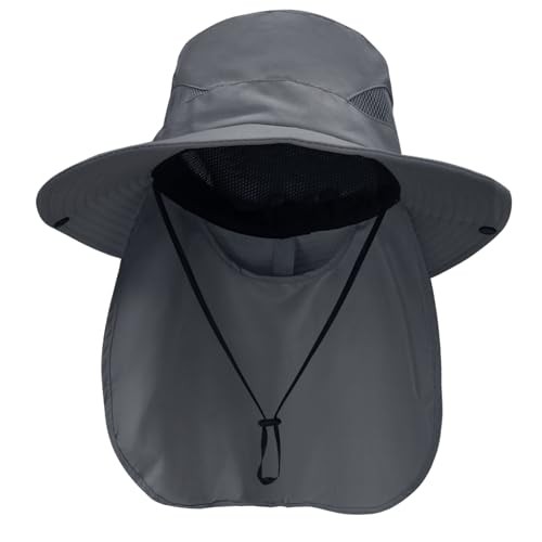 NPQQUAN Ponytail Sun Bucket Hats for Women Men Darkgray（neck Flap） Neck Flap