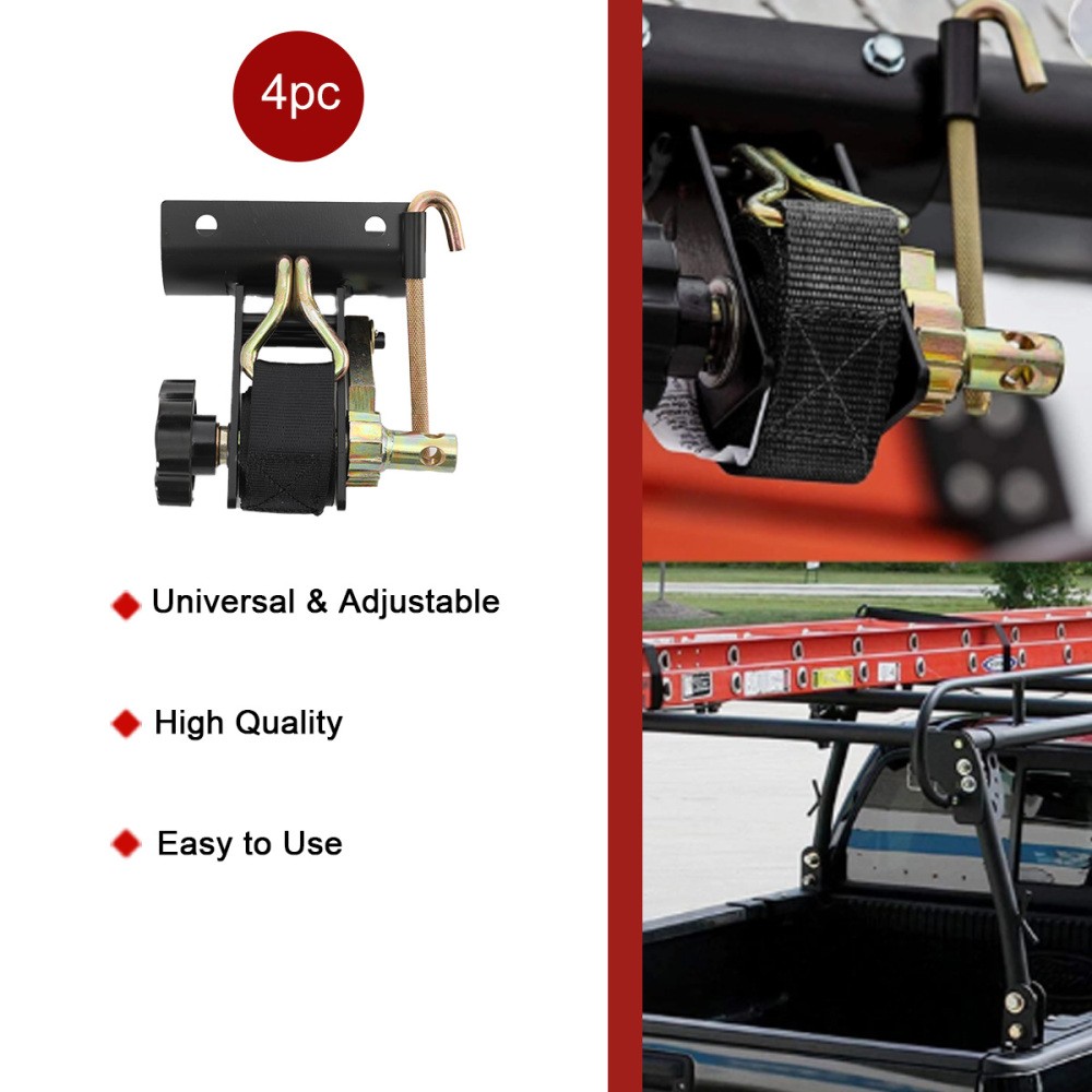 Ladder Rack Ratchet Straps w/ J-Hook 4 Pcs for 1.5"+7.5' Retractable Ratchet Tie
