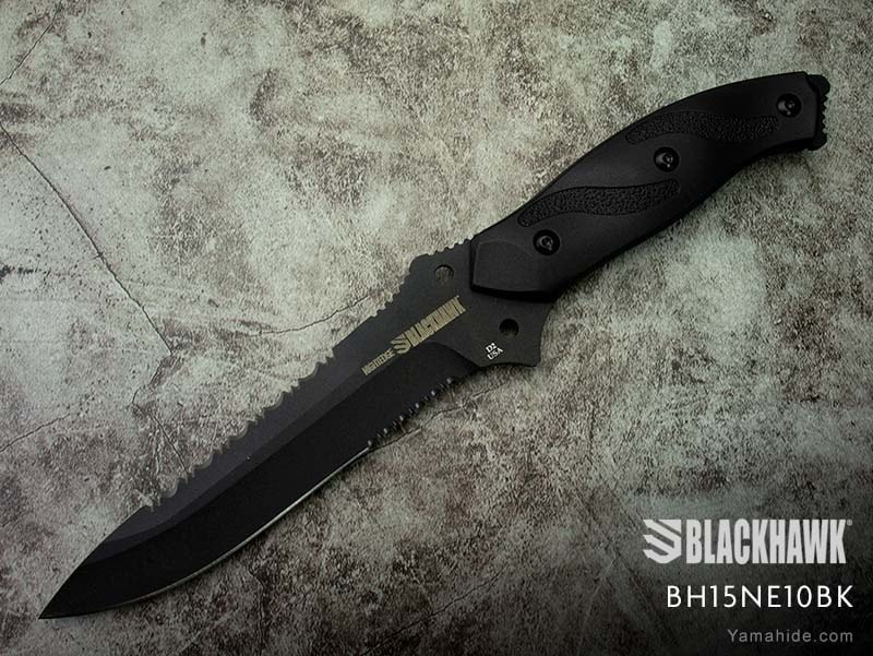 Blackhawk Nightedge Fixed Blade Knife, Combo Edge (BH15NE10BK)