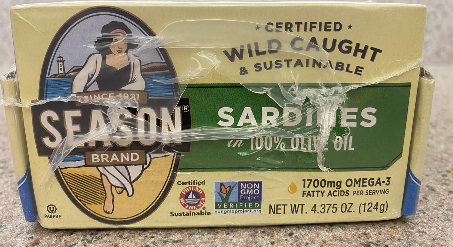 Season Sardines in 100% Olive Oil, Bone In & Skin , 4.375-Ounce Tins PACK OF 10