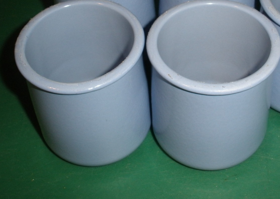 Lot of 2 La Fermiere Yogurt Pots Periwinkle Blue Terra Cotta 3"x2.5"
