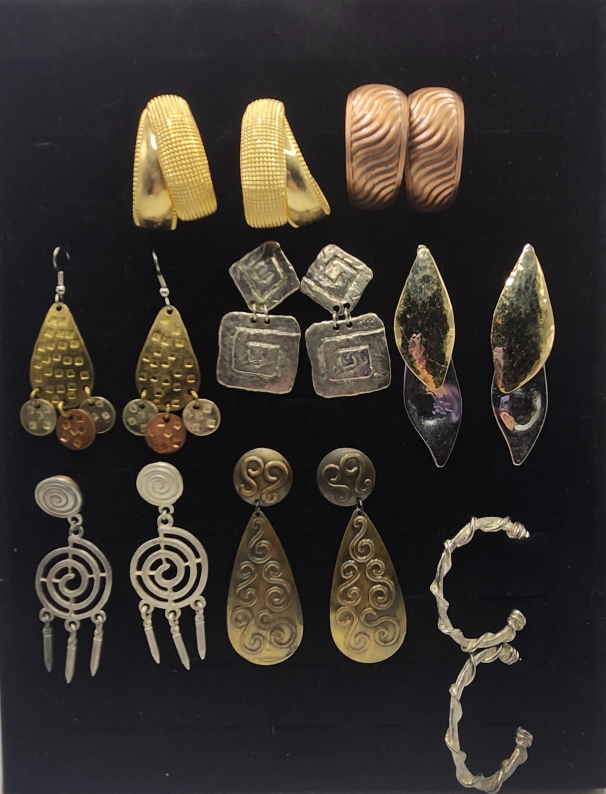 Vintage Metal Hook/Post Earring Lot  - 8 pairs