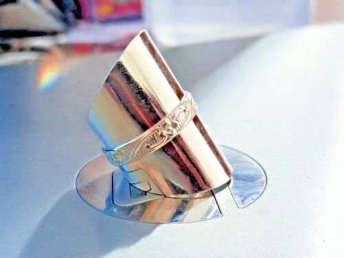 Sterling 925 Silver Wide Cigar Cuff Ring Band Statement Ring Boho Handmade Ring