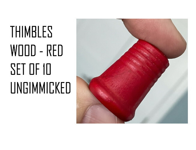 THIMBLES - SET OF 10 UNGIMMICKED WOOD  RED