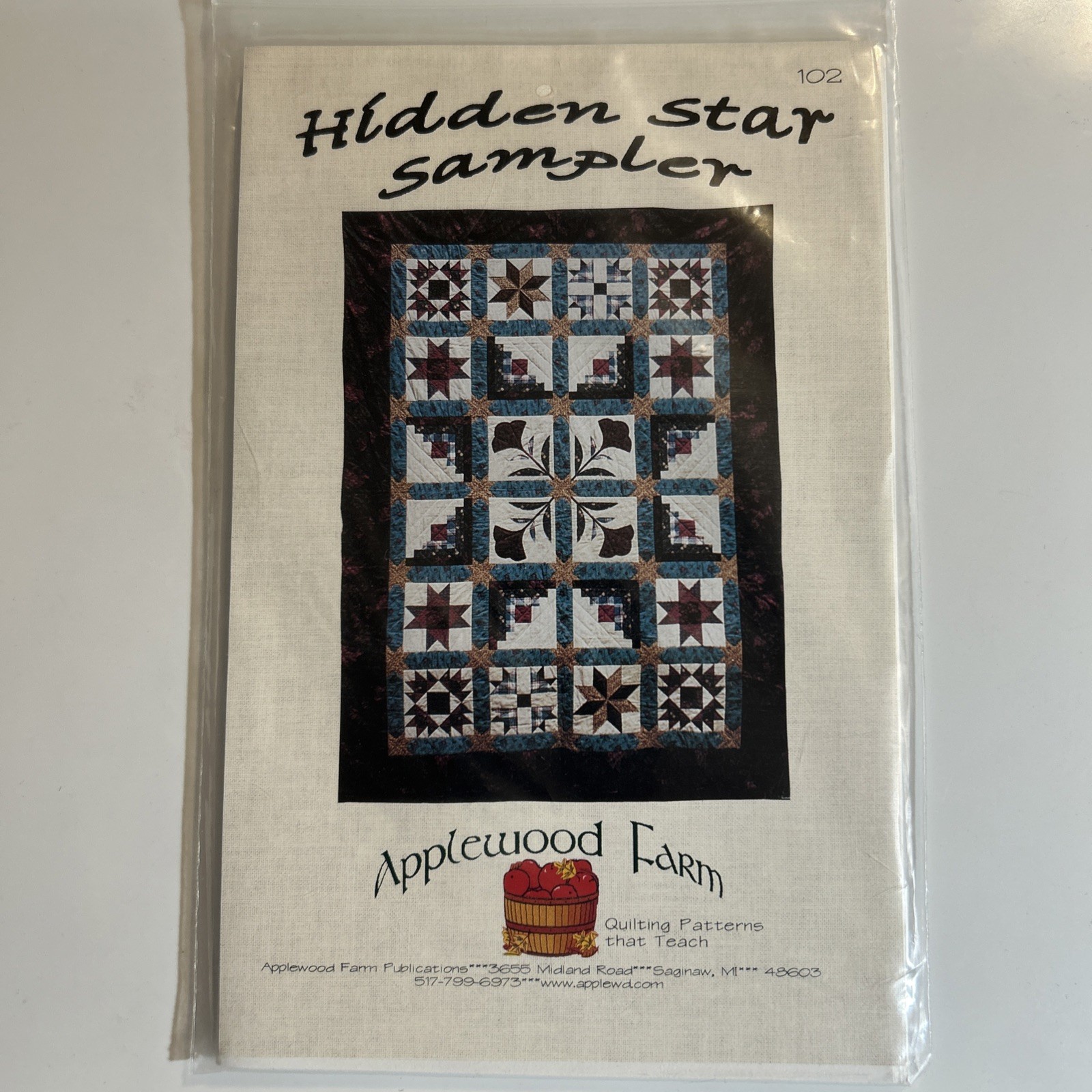 Hidden Star Sampler Quilt Pattern by Applewood Farm 81”x105”