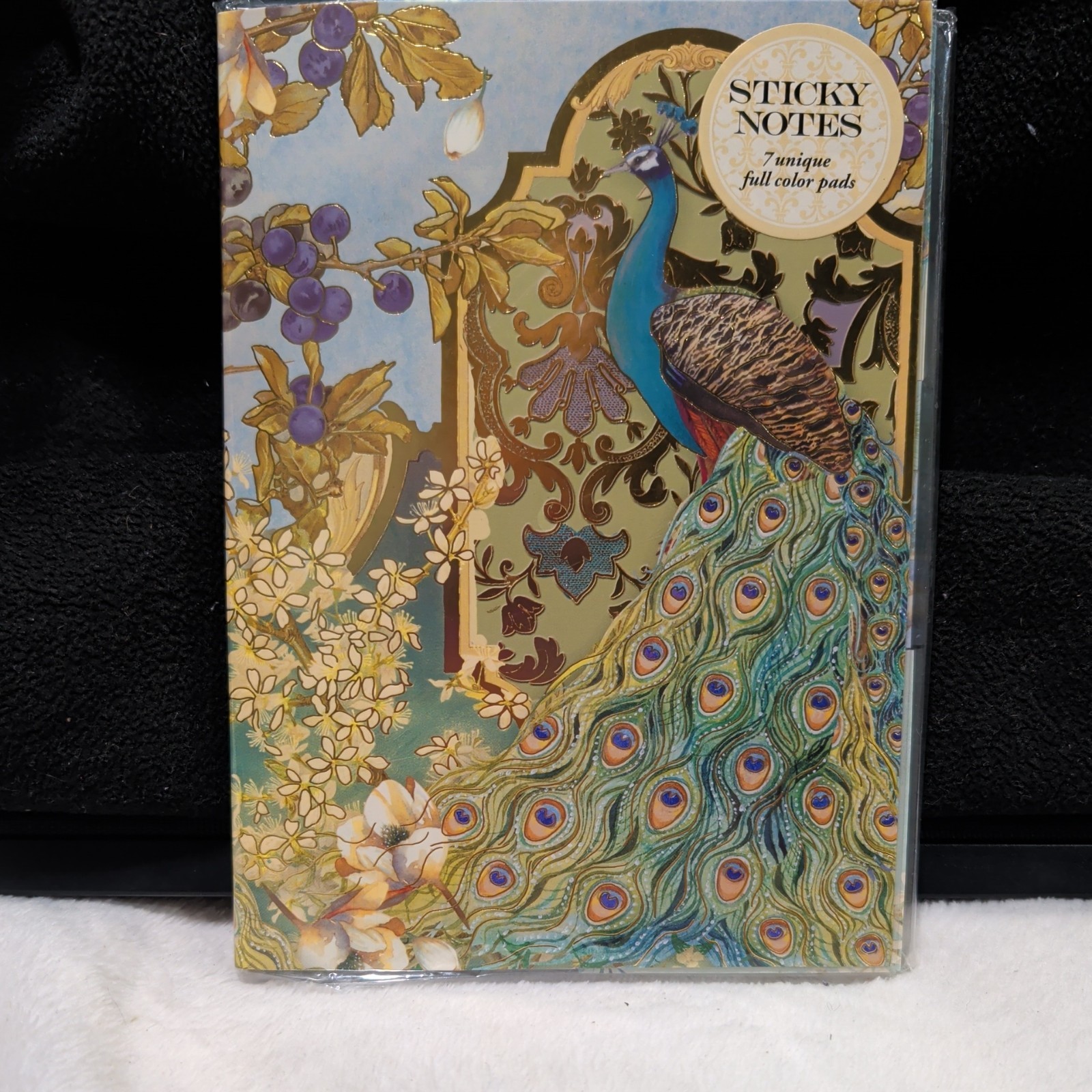 Punch Studio Peacock Embellished Sticky Notes 7 Color pads 60 Sheets - New
